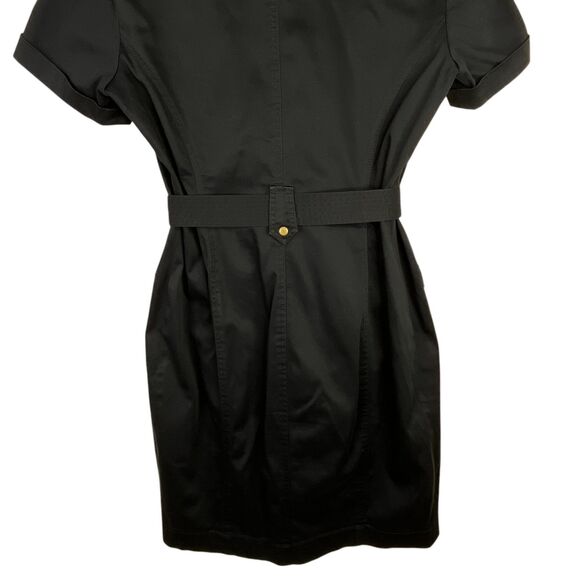 Calvin Klein Belted Safari Mini Dress Sz 8 Black Button-Front Utility Military - Picture 7 of 10